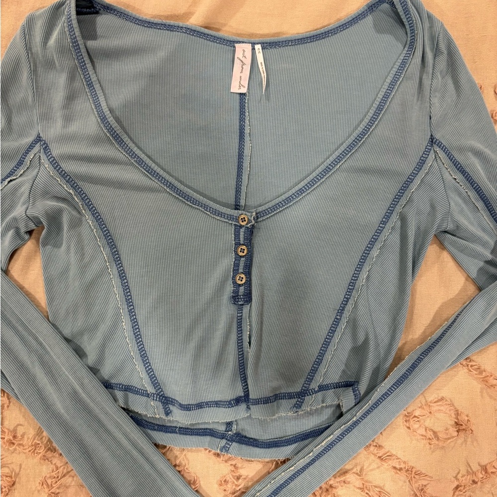 Blue Long Sleeve Top